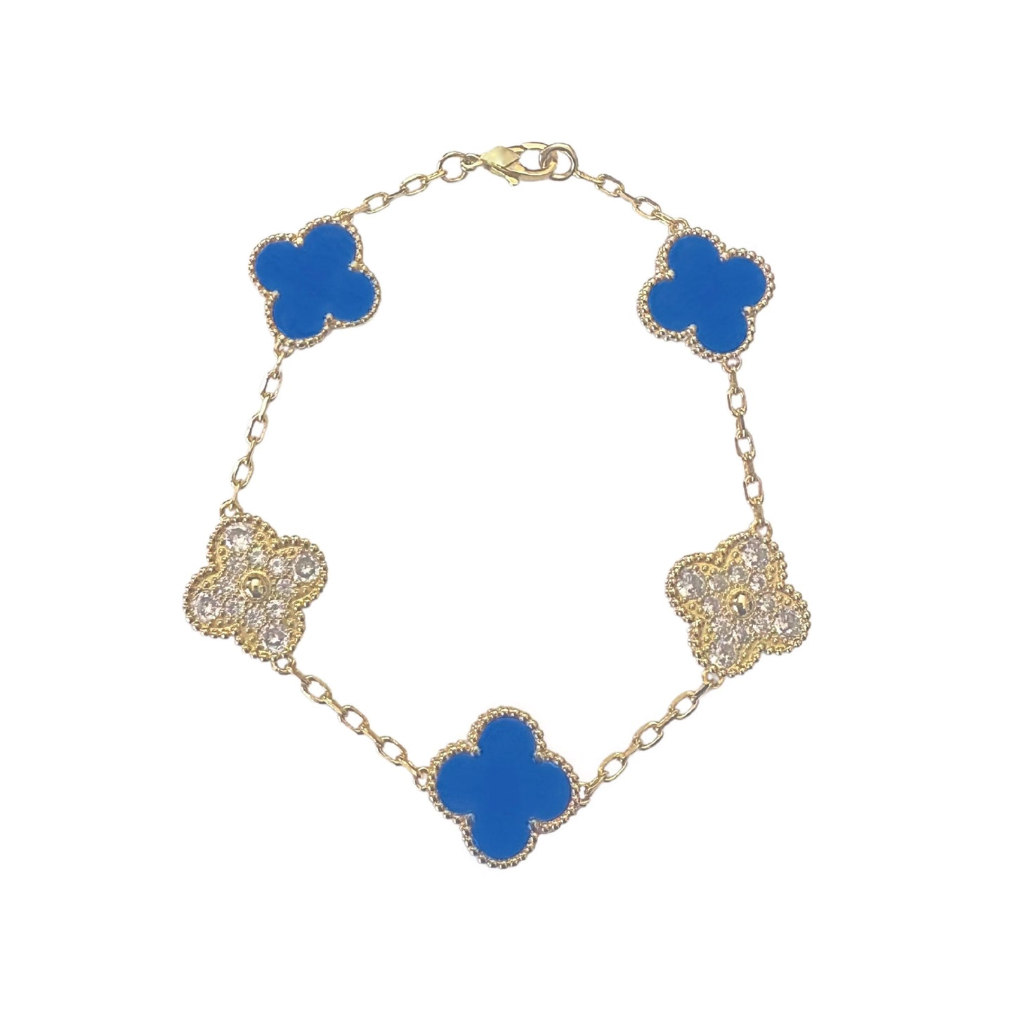 VANESSA CRYSTAL BRACELET GOLD + MEDITERRANEAN BLUE