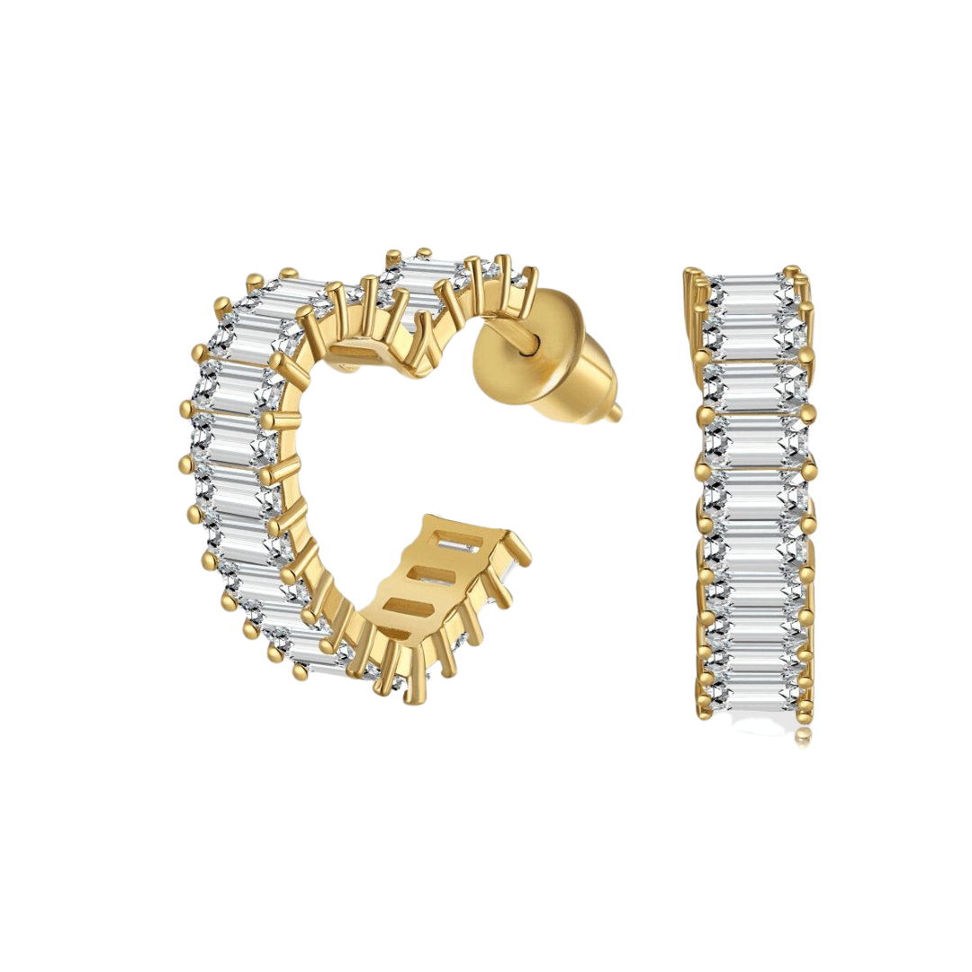 AMOUR HEART HOOP EARRINGS- GOLD