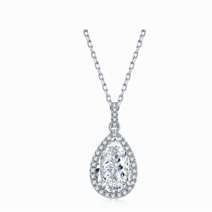 HALO PEAR NECKLACE- SILVER