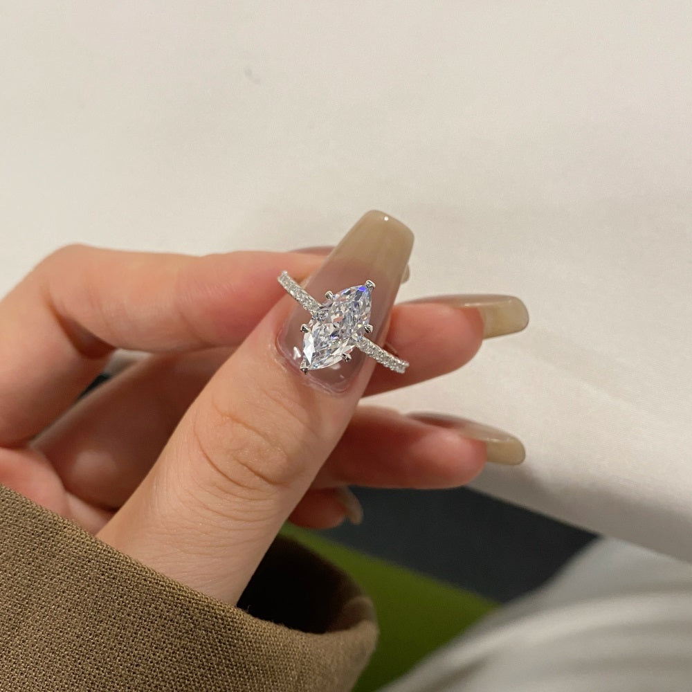 STERLING SILVER MARQUISE STAPLE RING