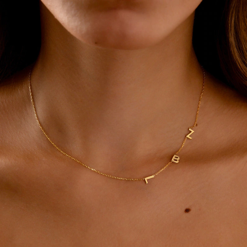 SILVER SIDE INITIAL NECKLACE
