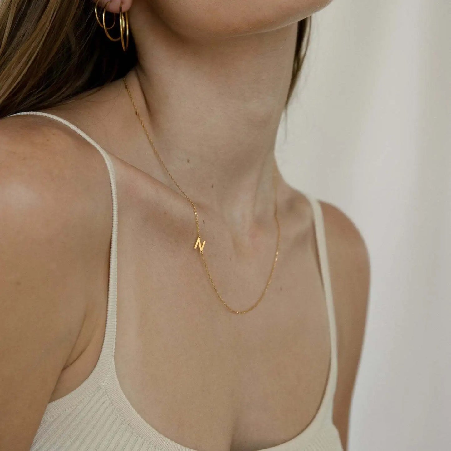 SILVER SIDE INITIAL NECKLACE