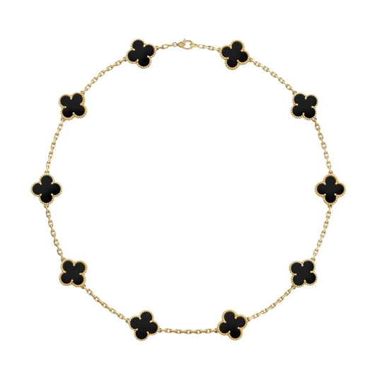 VANESSA NECKLACE- GOLD + ONYX BLACK