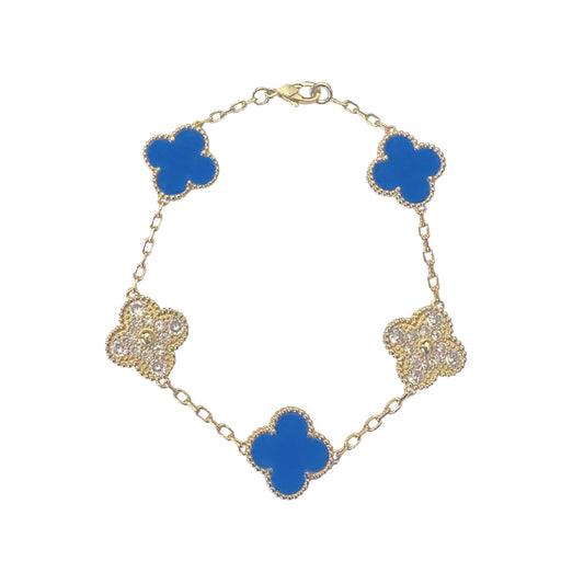 VANESSA CRYSTAL BRACELET GOLD + MEDITERRANEAN BLUE