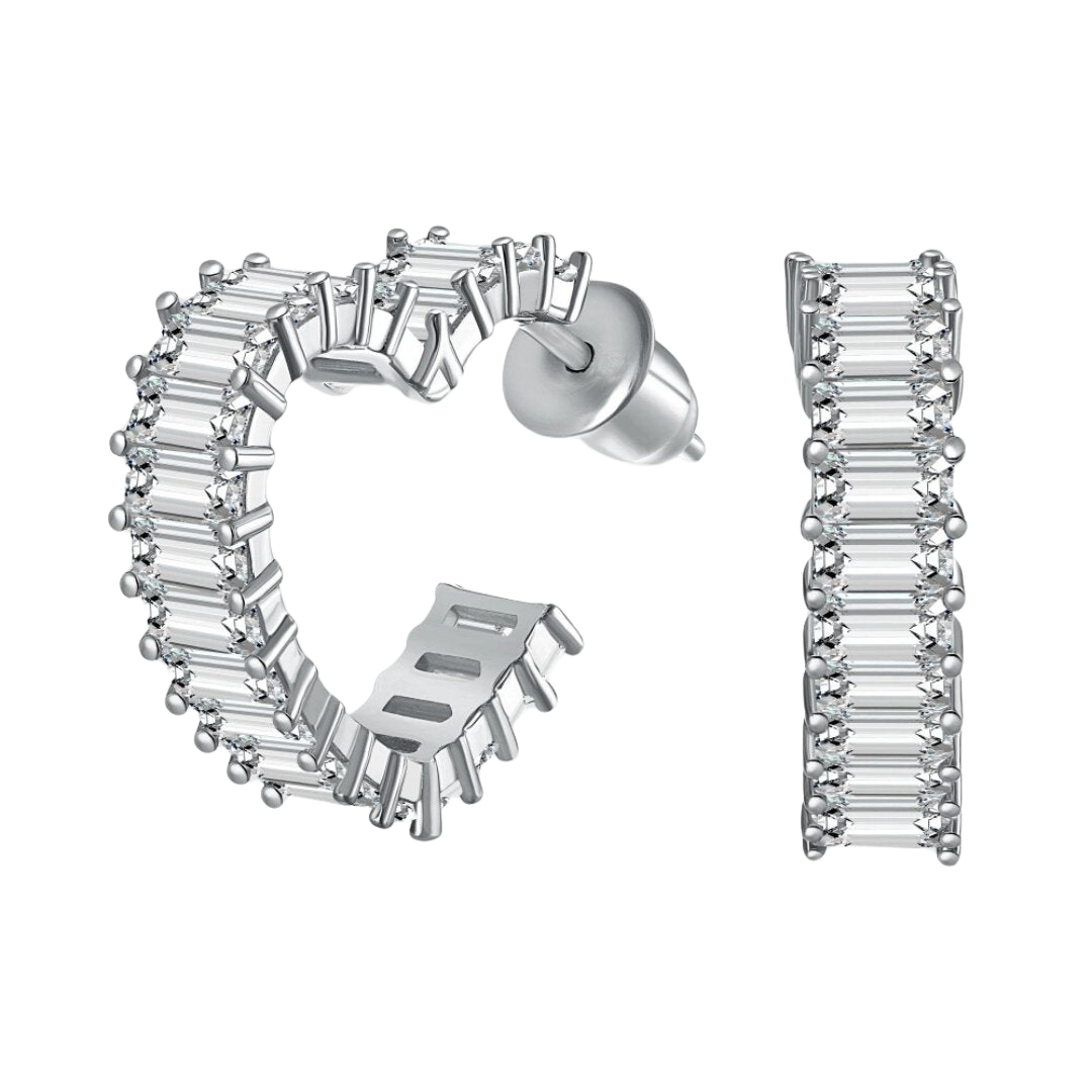 AMOUR HEART HOOP EARRINGS- SILVER