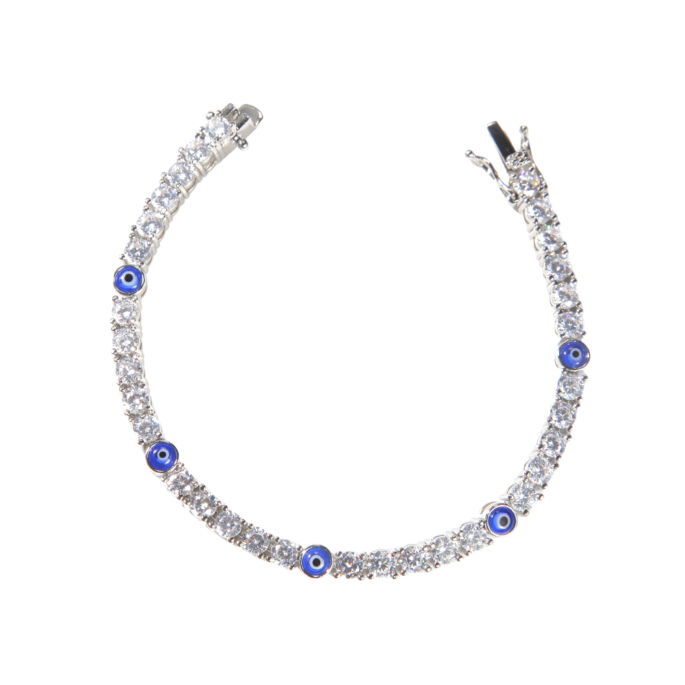 EVIL EYE TENNIS BRACELET- SILVER