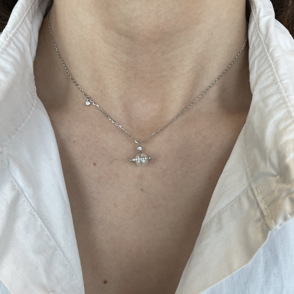 STERLING SILVER PEARL ORB NECKLACE