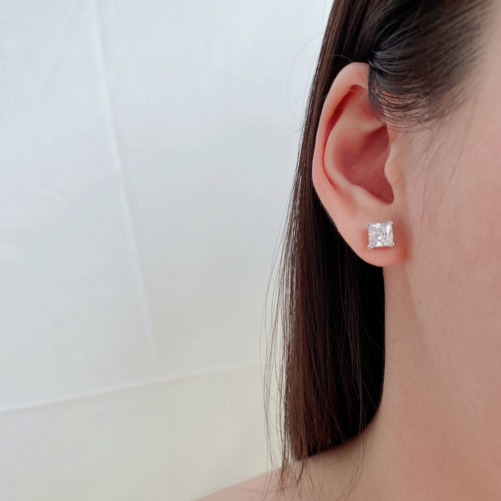 STERLING SILVER SQUARE STUD EARRINGS