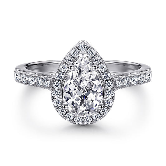 HALO PEAR RING- SILVER