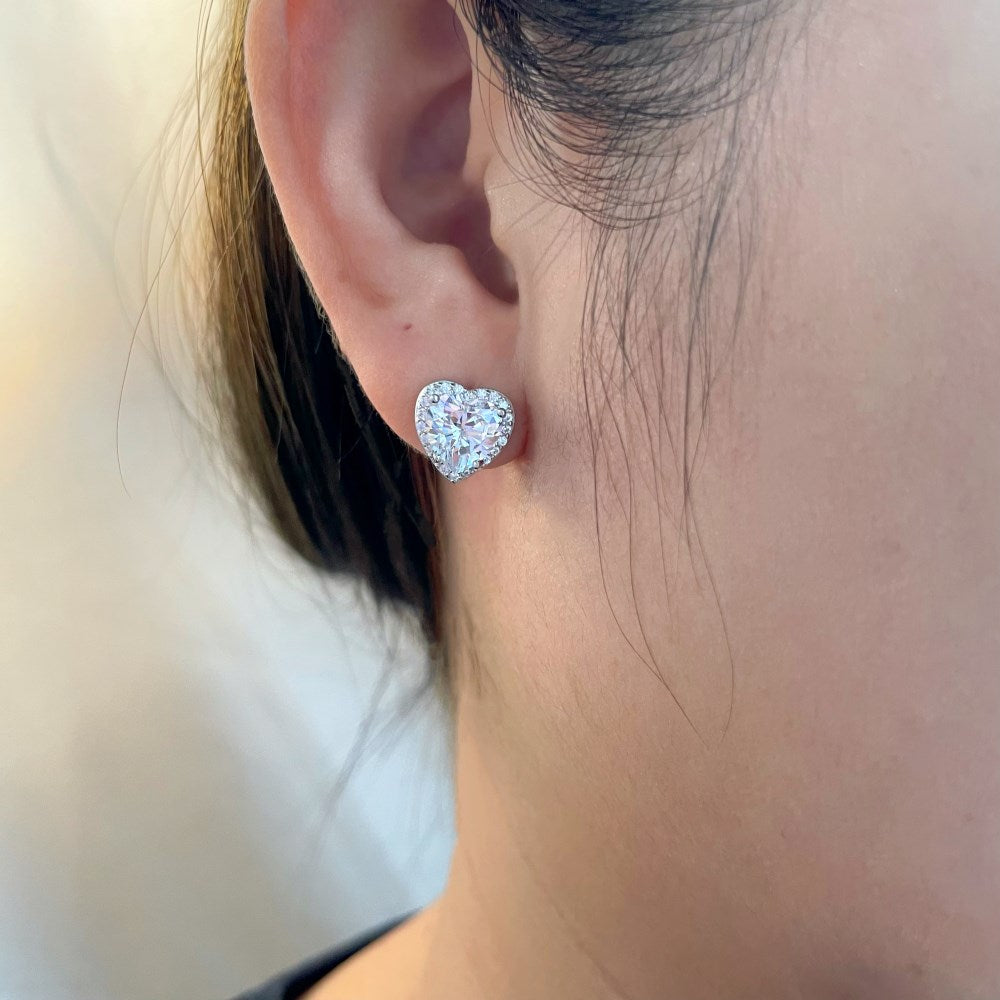HALO HEART EARRINGS- SILVER