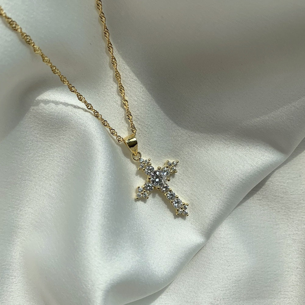 MINI CROSS NECKLACE- GOLD