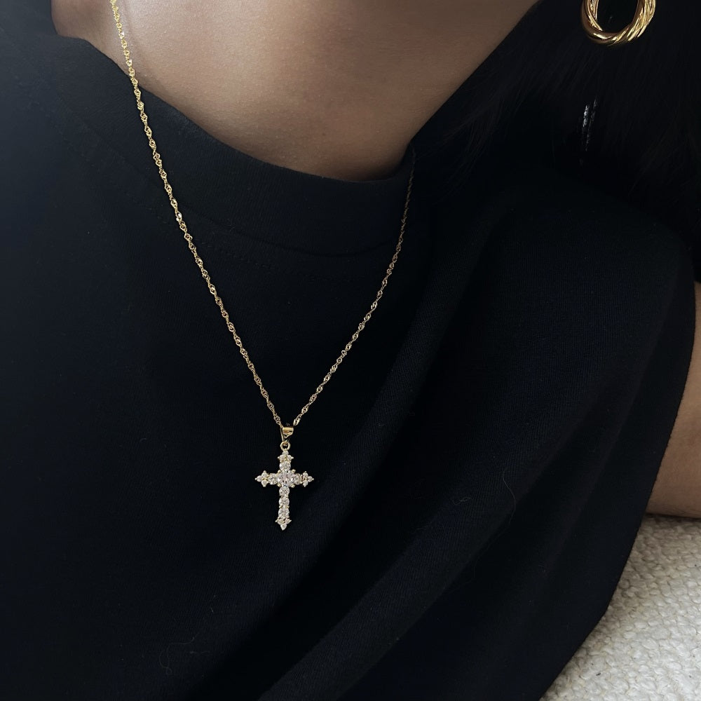MINI CROSS NECKLACE- GOLD