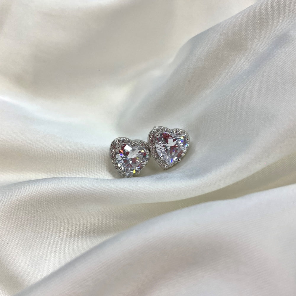 HALO HEART EARRINGS- SILVER