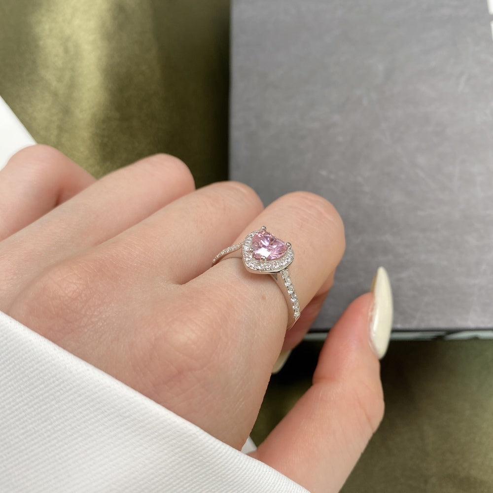 HALO HEART RING-SILVER + ROSE