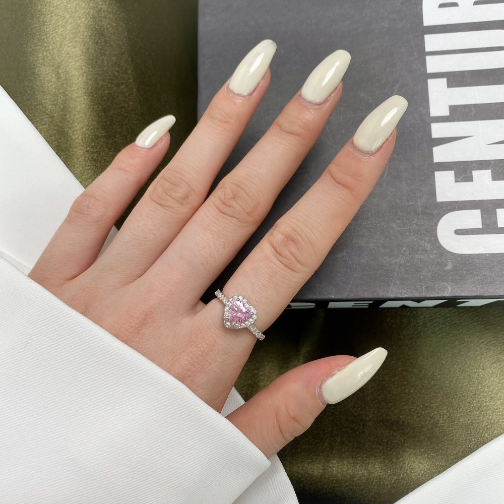 HALO HEART RING-SILVER + ROSE