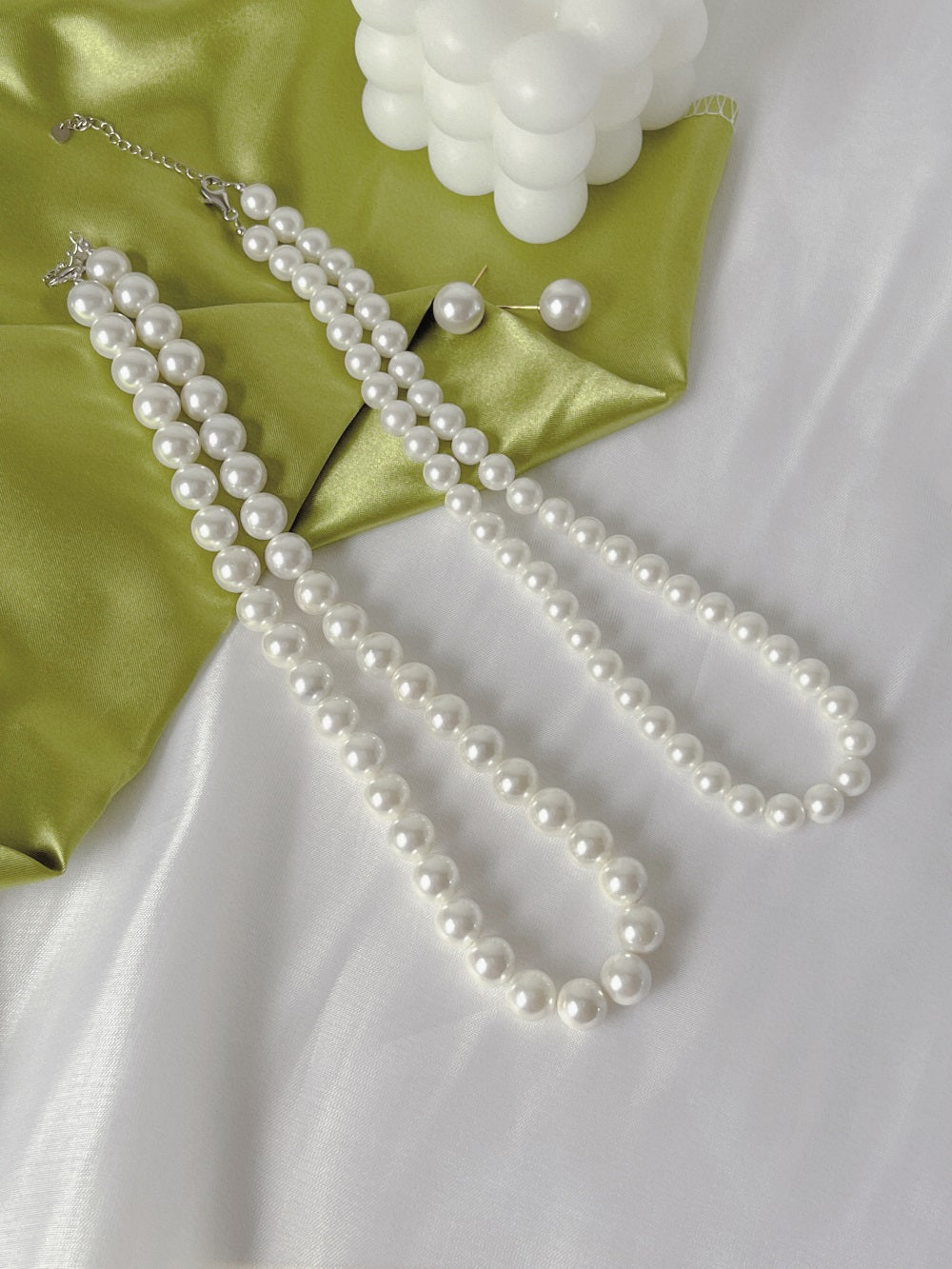 STERLING SILVER WHITE PEARL NECKLACE