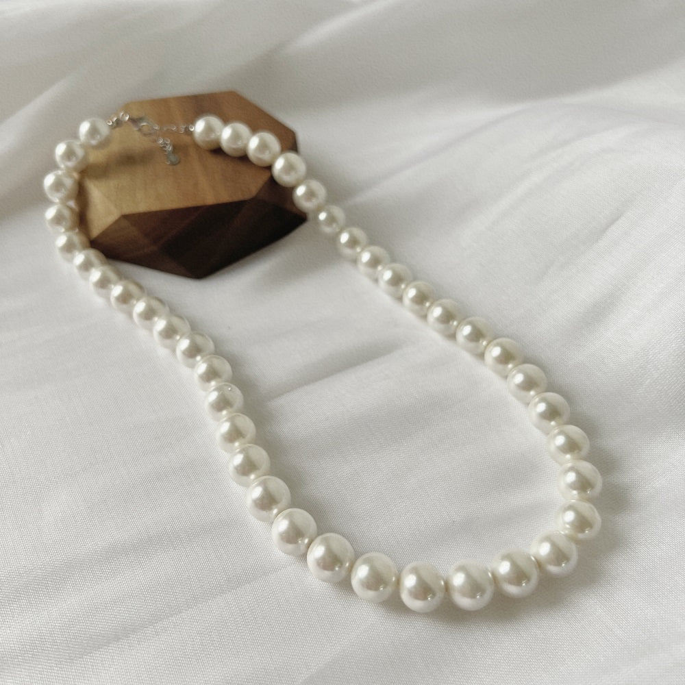STERLING SILVER WHITE PEARL NECKLACE