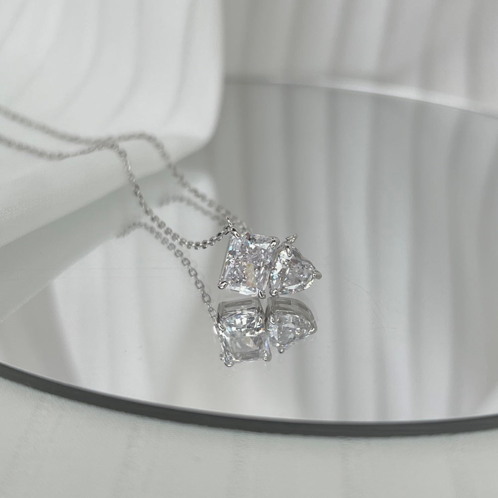 STERLING SILVER TOI ET MOI NECKLACE