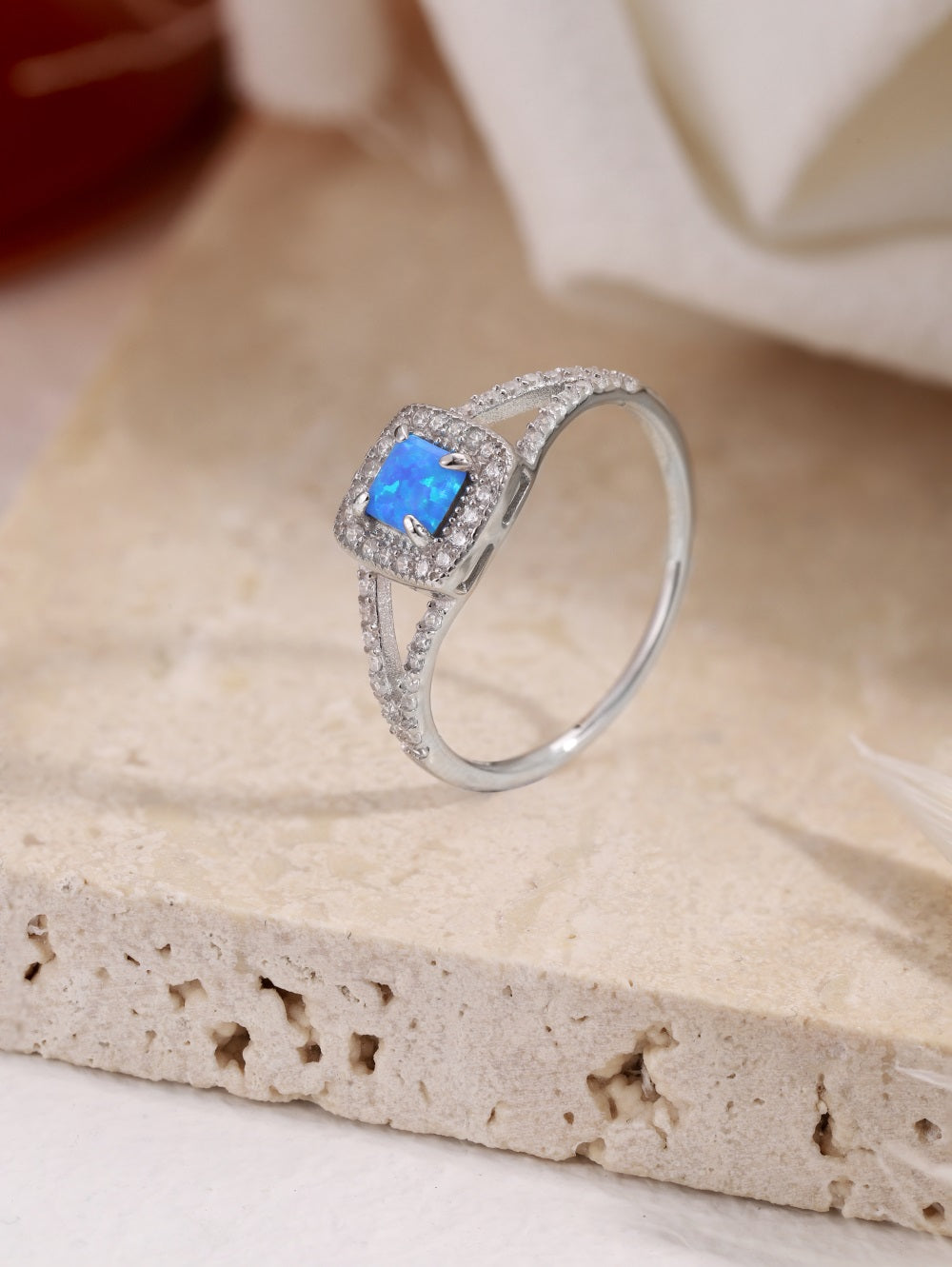 STERLING SILVER OPAL RING AZURE
