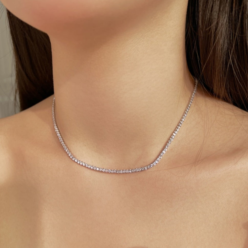 SARINA 2MM TENNIS NECKLACE- SILVER