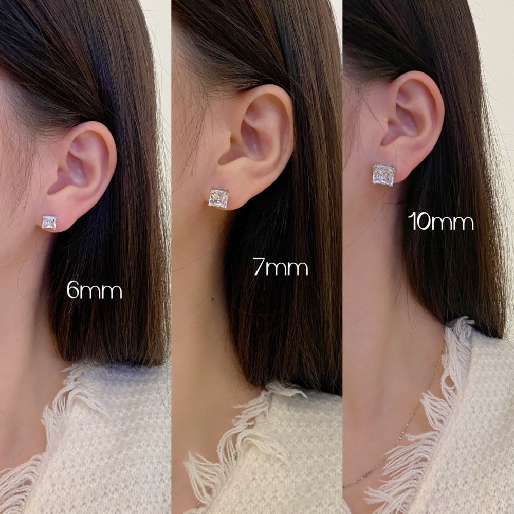 STERLING SILVER SQUARE STUD EARRINGS