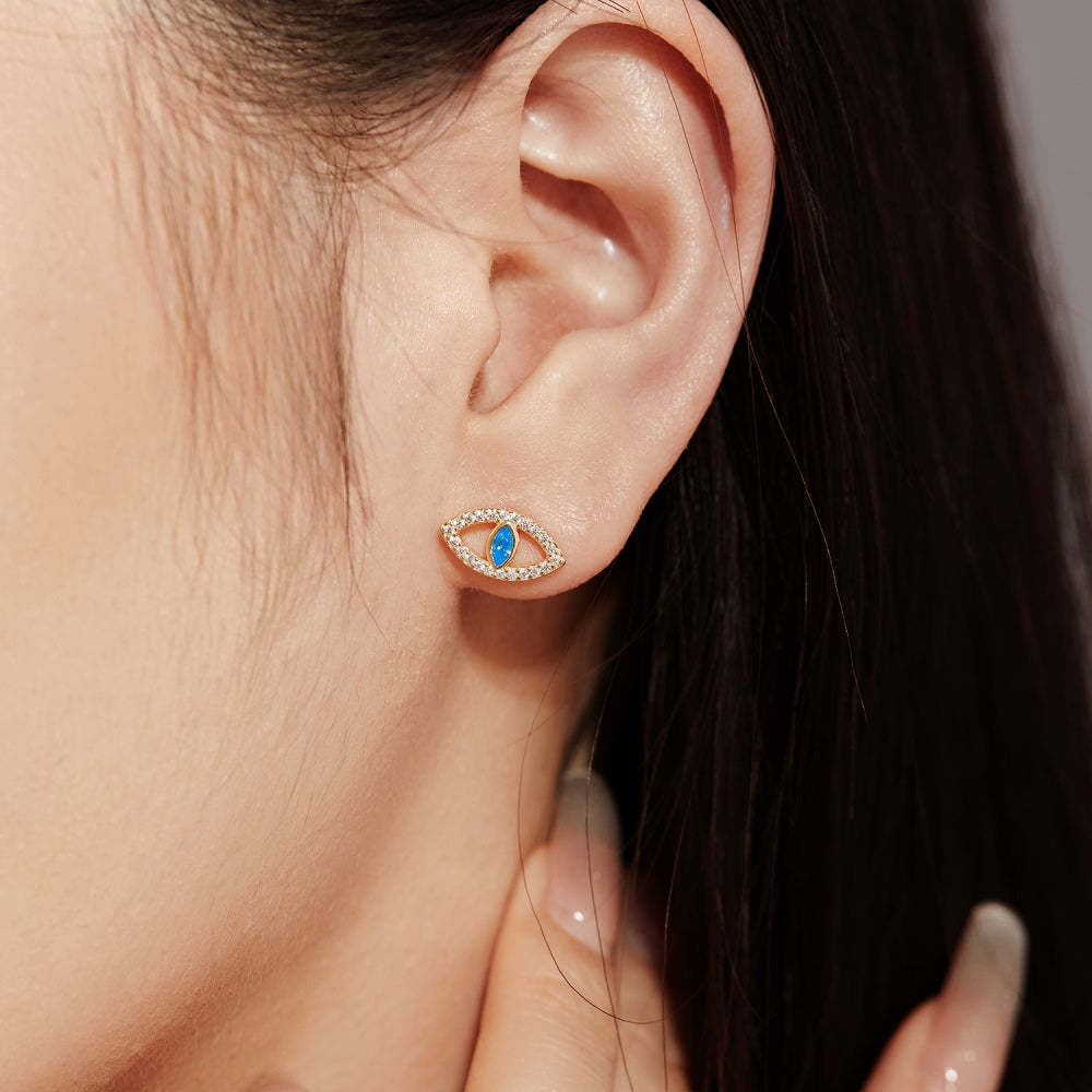 GOLD PLATED EVIL EYE EARRINGS
