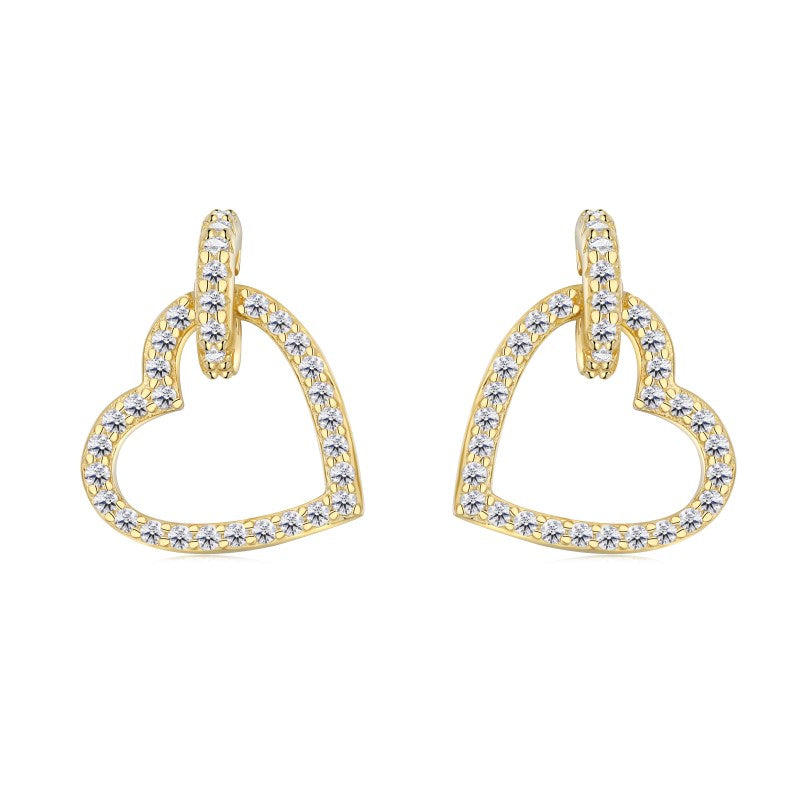 GOLD PLATED HEART DANGLE EARRINGS