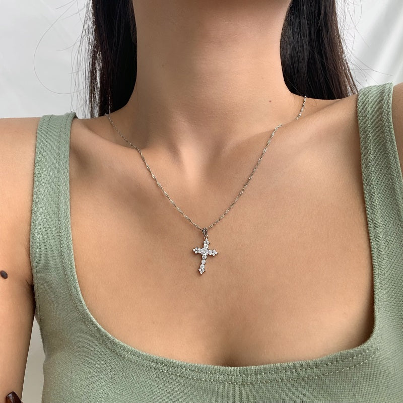 STERLING SILVER MINI CROSS NECKLACE
