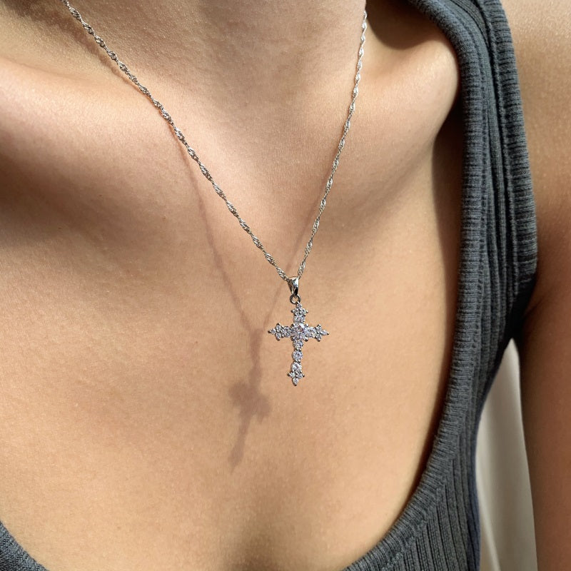 STERLING SILVER MINI CROSS NECKLACE
