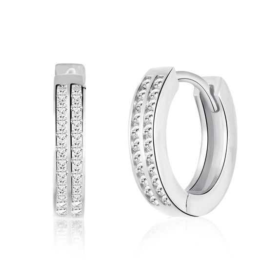 STERLING SILVER MINI DOUBLE HOOP EARRINGS