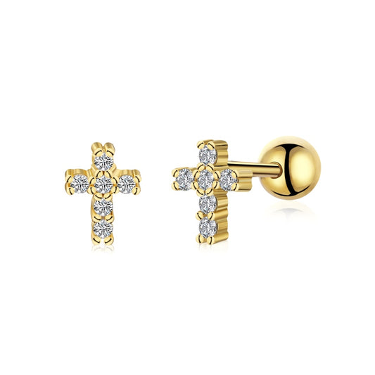 MINI CROSS EARRINGS- GOLD