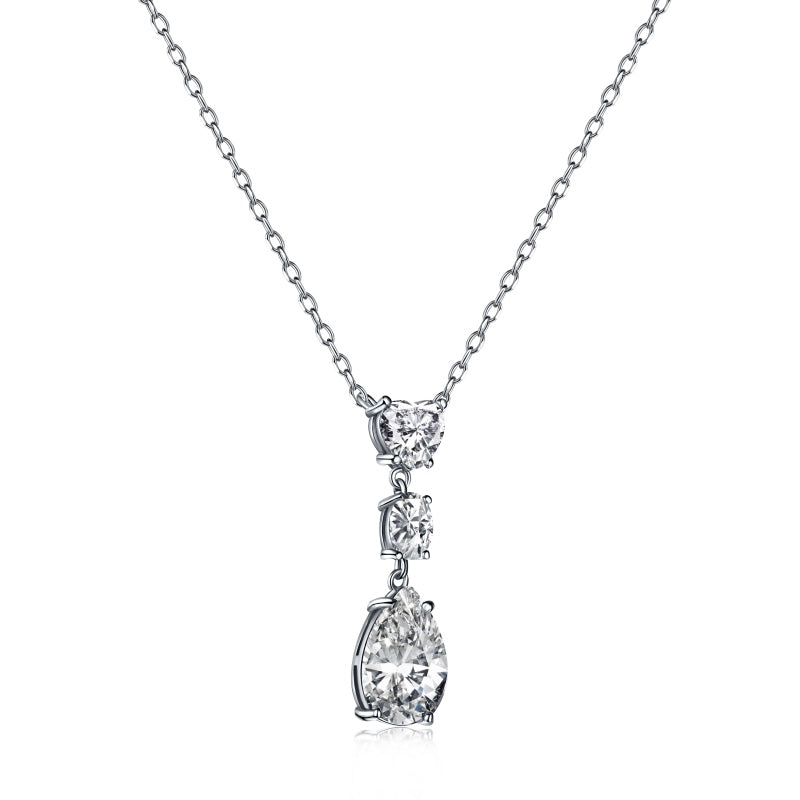STERLING SILVER THREE STONE NECKLACE