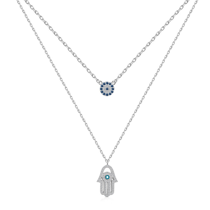 HAMSA HAND NECKLACE- SILVER