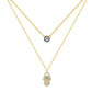 GOLD PLATED EVIL EYE HAMSA HAND NECKLACE