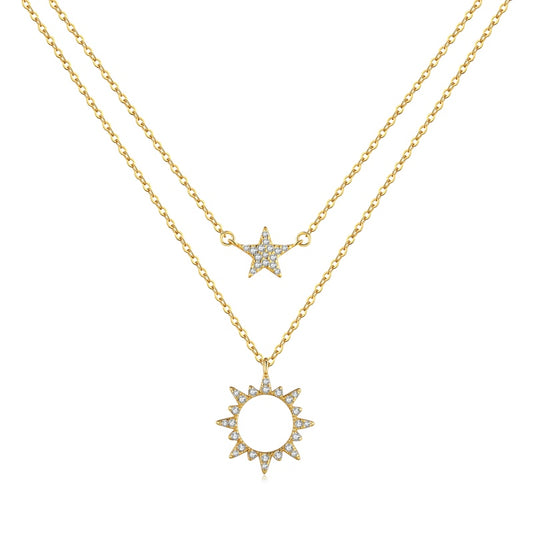 GOLD PLATED SUN AND STAR NECKLACE SET