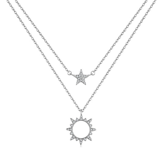 STERLING SILVER SUN AND STAR NECKLACE SET