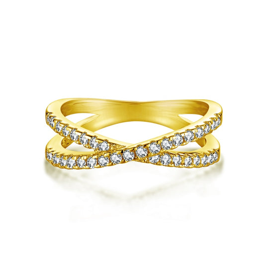 CROSSOVER BAND RING- GOLD