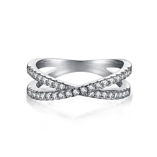 CROSSOVER BAND RING- SILVER
