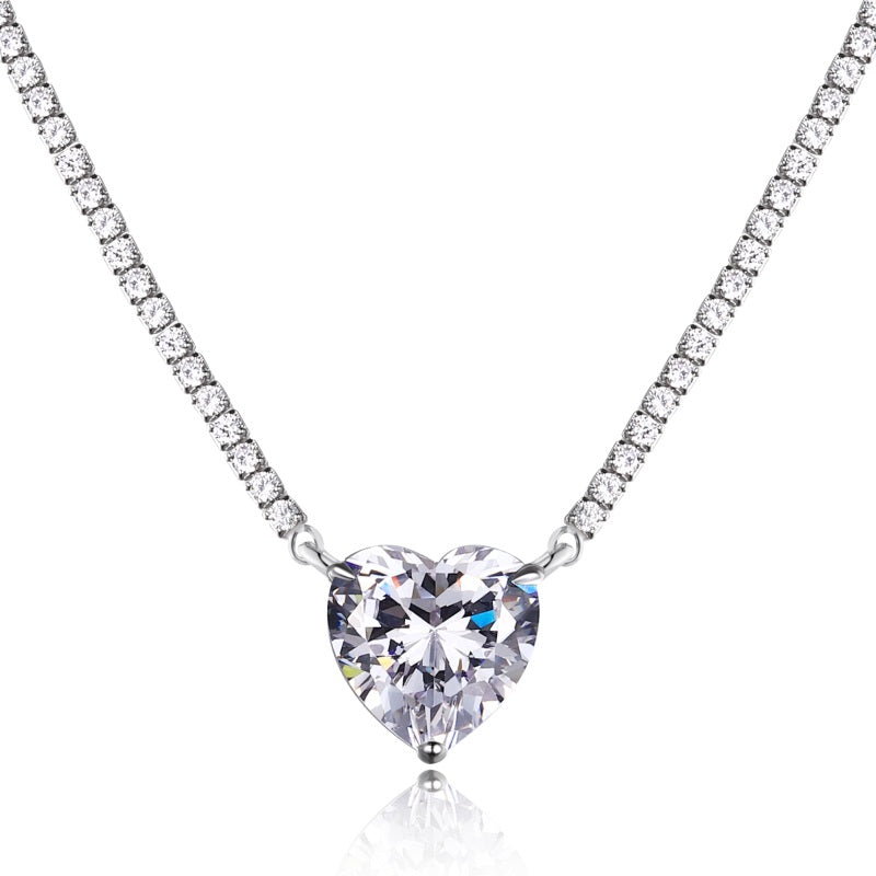 HEART TENNIS NECKLACE- SILVER