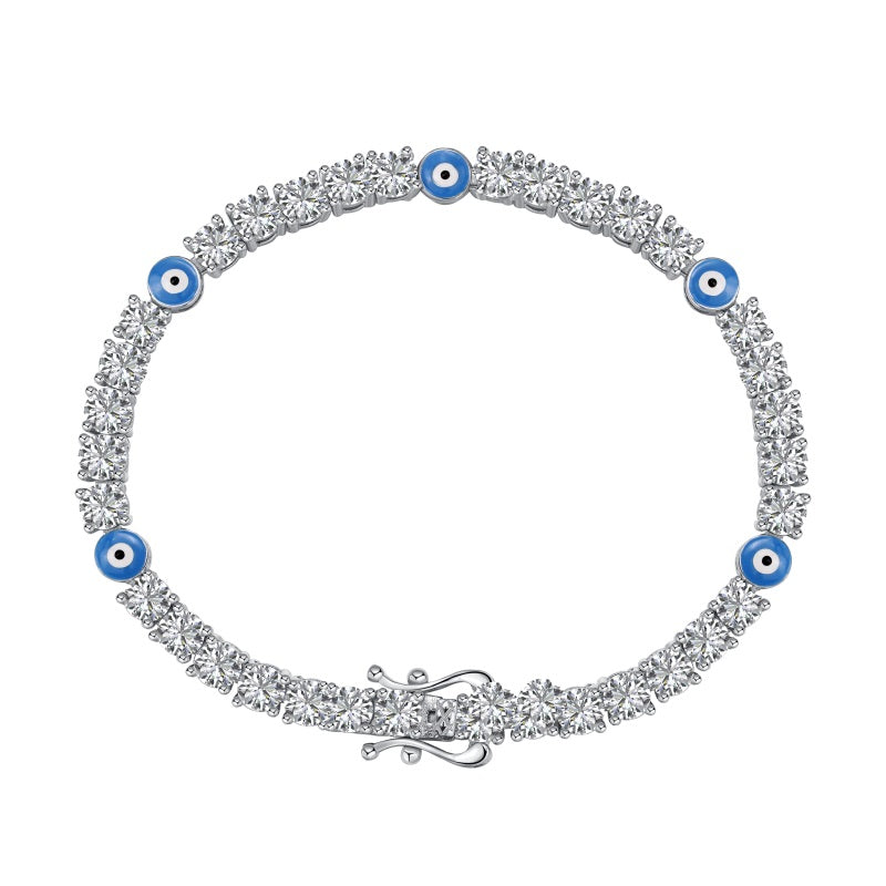 EVIL EYE TENNIS BRACELET- SILVER