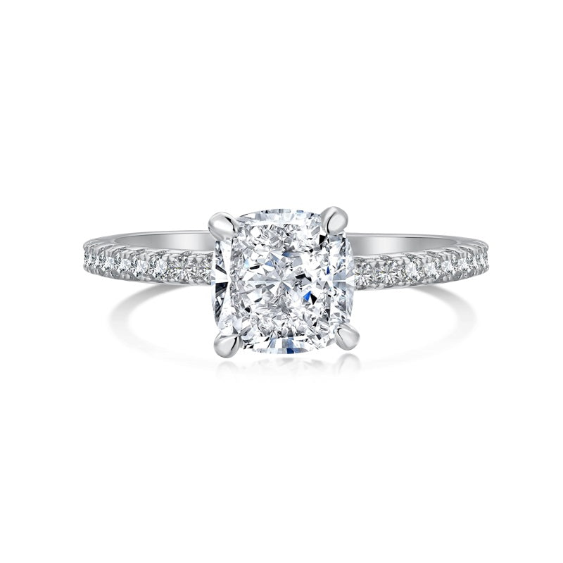 CUSHION CUT STAPLE RING- SILVER