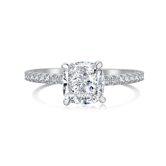 CUSHION CUT STAPLE RING- SILVER