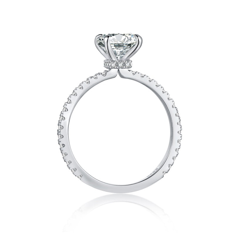CUSHION CUT STAPLE RING- SILVER