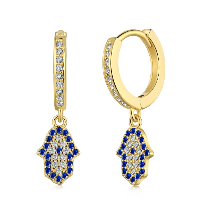 GOLD PLATED HAMSA HAND EARRINGS