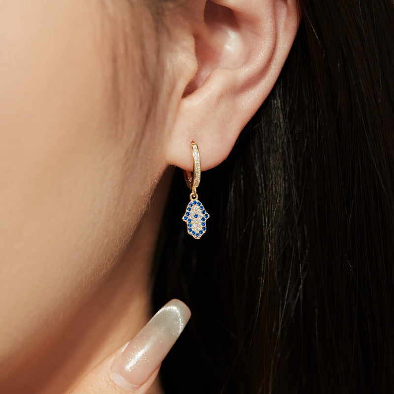 GOLD PLATED HAMSA HAND EARRINGS