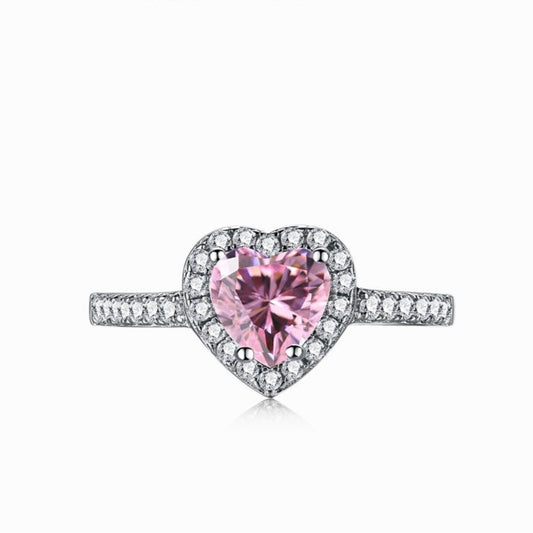 HALO HEART RING-SILVER + ROSE