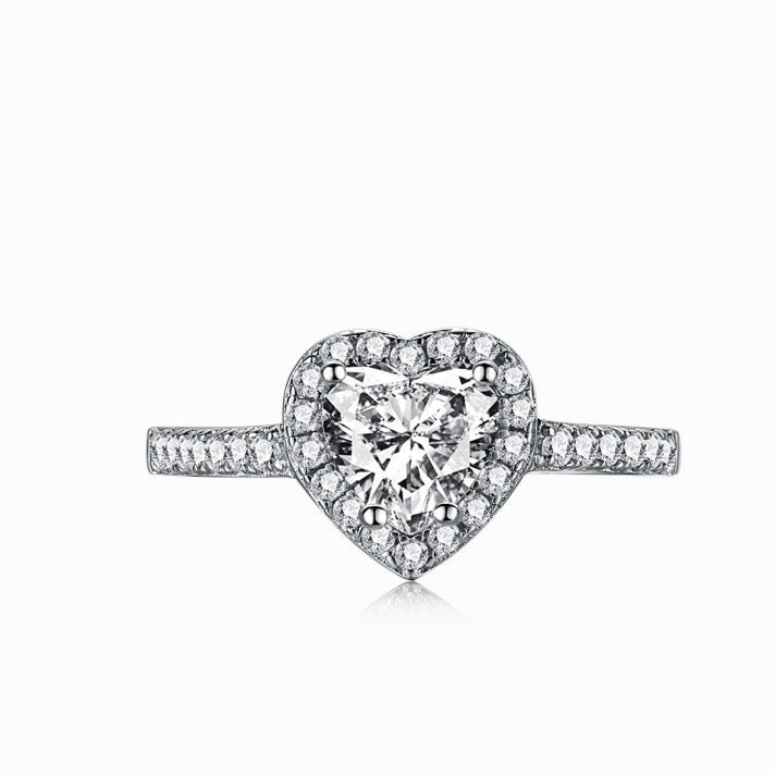 HALO HEART RING- SILVER
