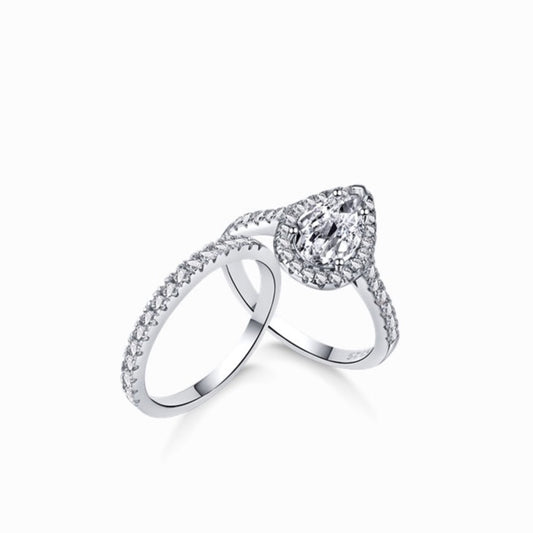 STERLING SILVER PEAR CUT RING SET