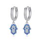 HAMSA HAND DANGLE EARRINGS- SILVER