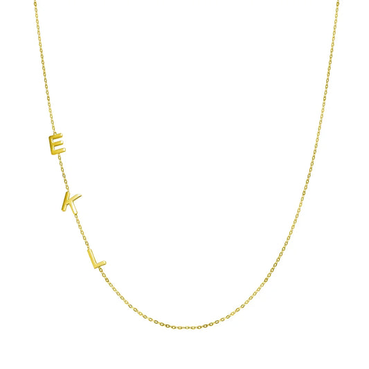 GOLD PLATED SIDE INITIAL NECKLACE